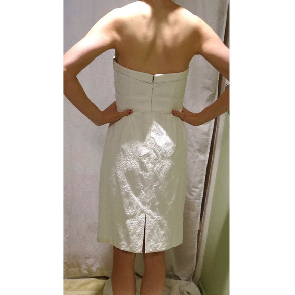 Holiday Party White Dress Strapless Date Wedding Rehearsal Dinner - Picture 3 of 8